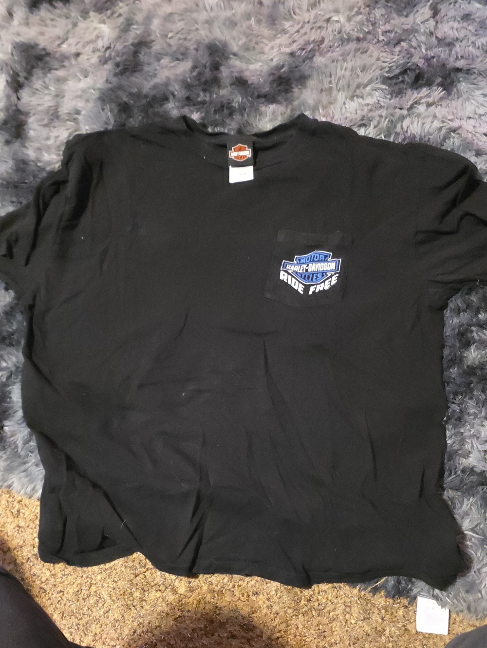 Harley-Davidson Black Short Sleeve Pocket Tee with Blue Logo